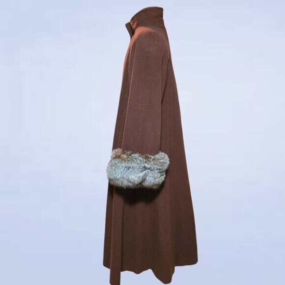 Vintage Holt Renfrew Cashmere and Wool Peacoat with Fur Accents - Extra Large - Picture 3 of 11